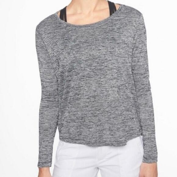 ATHLETA | Classic Striped Open Cutout Back Long Sleeve Top Sz. S Small - Picture 2 of 4